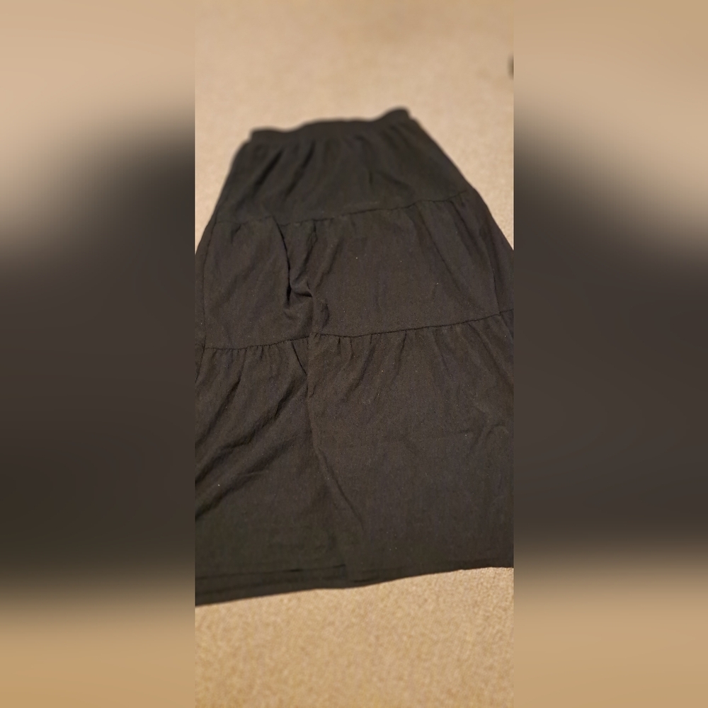 Black Midi Skirt Tiered